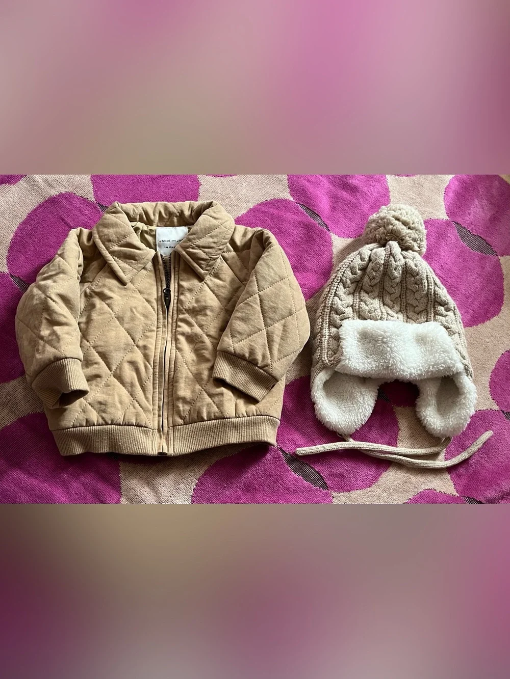 Like New Janie and Jack Jacket and Toddler Sherpa Trapper Hat